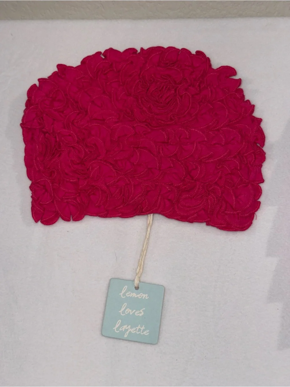 Lemon Loves Layette Hot Pink Rosette Beanie Hat 12-18 Months Boutique Baby NWT